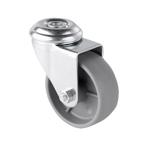Rueda Selina con pasante, ideal para instalación segura y soporte robusto.