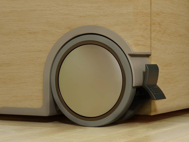 Ruedas de diseño Robby NOA en un montaje decorativo, destacando su estilo moderno y versátil.