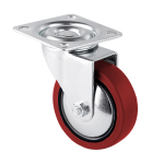 Rueda Robby Emily roja con placa, ideal para decoración y soporte estable.