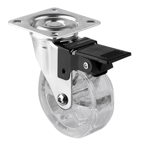 Rueda Robby Emma II con placa y freno, ideal para control y estabilidad en proyectos decorativos.