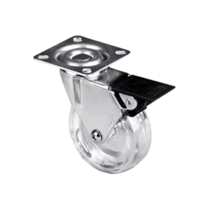 Rueda Robby Emma III con placa cromo y freno, ideal para control y estabilidad en proyectos decorativos.