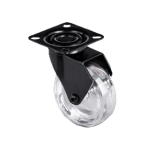 Rueda Robby Emma III con placa negro y blanco, ideal para decoración moderna y soporte robusto.