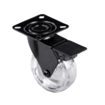 Rueda Robby Emma III con placa negro y blanco y freno, ideal para control y estabilidad en proyectos decorativos.