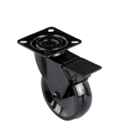 Ruedas para muebles de diseño y oficina. Emma III black con placa negra y freno.