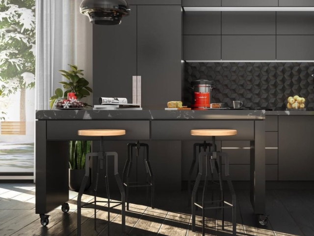 Rueda diseño Robby Emma III, color negro, para cocina
