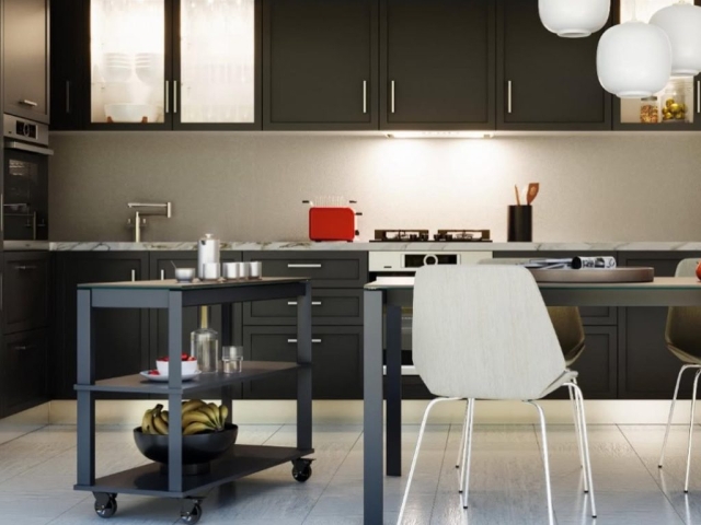 Rueda diseño Robby Emma III, color negro, para mesa auxiliar