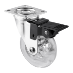 Rueda Robby Emma con placa y freno, ideal para estabilidad y control en proyectos decorativos.