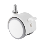 Rueda Robby Erica II métrica blanca con freno, ideal para control y estabilidad en proyectos decorativos.