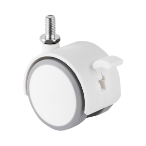 Rueda Robby Erica II métrica blanca con freno, ideal para control y estabilidad en proyectos decorativos.